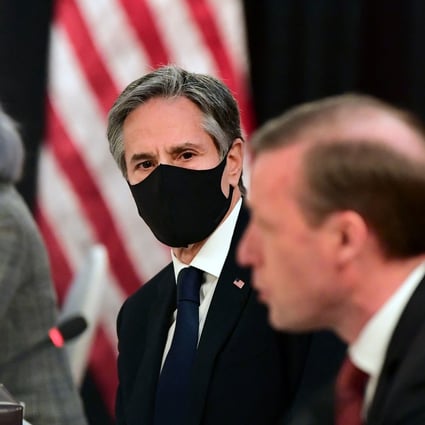 US national security adviser Jake Sullivan (right) speaks as Secretary of State Antony Blinken looks on during the opening session. Photo: AFP