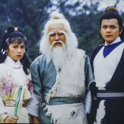 An image of (from left) Barbara Yung, Lau Dan and Felix Wong, the leads in TVB’s “The Legend of the Condor Heroes”, on display in the Jin Yong Gallery in Hong Kong Heritage Museum. The TVB classic is based on the Jin Yong novel of the same name. Photo: Nora Tam