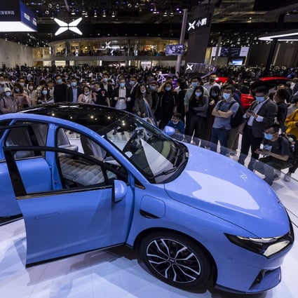 Xpeng Motors displayed its P5 car fitted with lidar sensors from Livox at the recently concluded Shanghai motor show. Photo: EPA-EFE