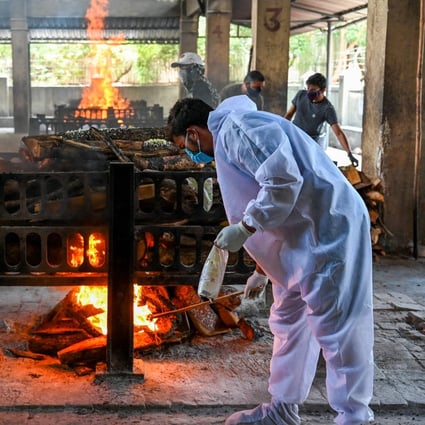 Images of multiple funeral pyres have become a symbol of India’s Covid-19 crisis. Photo: AFP