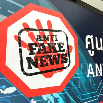 A sign for Thailand’s anti-fake news centre, in Bangkok on November 1, 2019. Photo: Reuters