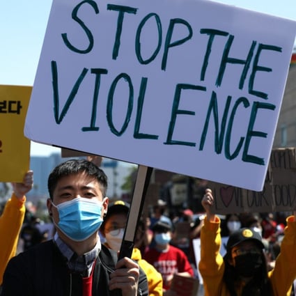 People march at a 'Stop Asian Hate' rally in Koreatown in Los Angeles, California. File photo: Getty Images/TNS