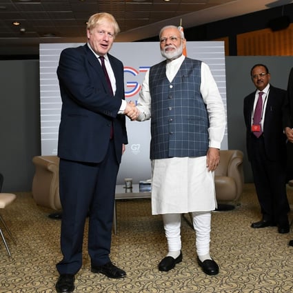 Britain's Prime Minister Boris Johnson meets Indian Prime Minister Narendra Modi at a bilateral meeting during the G7 summit in 2019. Photo: Reuters
