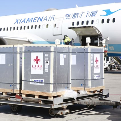 Covid-19 vaccines made by China’s Sinopharm arrive in Bishkek, Kyrgyzstan in March. China offered to boost regional cooperation on vaccines during multilateral talks on Wednesday. Photo: Xinhua