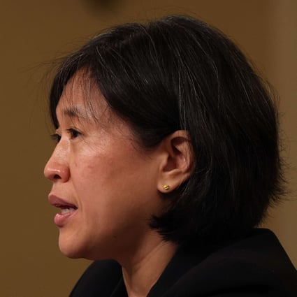 US Trade Representative Katherine Tai speaks during a hearing with the House Ways and Means committee at Capitol Hill on Thursday. Photo: AFP