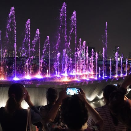 The opening of the music fountain on Kwun Tong Promenade on April 22. Photo: Felix Wong