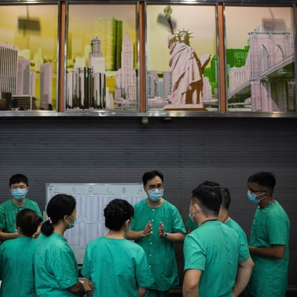 Medical staff work at a temporary facility set up for Covid-19 patients at AsiaWorld Expo in Hong Kong in August 2020. Photo: EPA-EFE