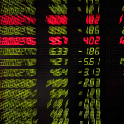 Stock prices are pictured on a screen at a securities company in Beijing in August 2019. Photo: AFP