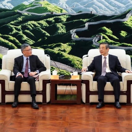Hong Kong Chief Justice Andrew Cheung (left) and Zhou Qiang, president of the Supreme People’s Court of China, meet on Tuesday. Photo: Handout