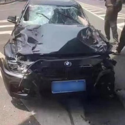 A motorist ploughed into pedestrians crossing a road in Dalian on Saturday. Photo: Weibo