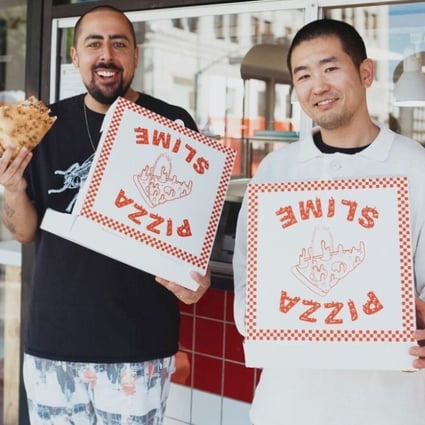 Nick “Stove” Santiago (left) and Matthew Hwang, co-founders of Pizzaslime.