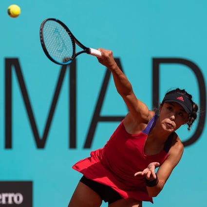 China’s Qiang Wang in action against Karolina Muchova of the Czech Republic at the 2021 Madrid Open in April. Photo: EPA