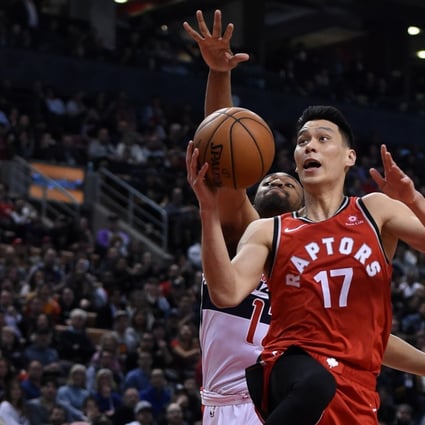 Toronto Raptors guard Jeremy Lin (No 17) shoots for a basket against the Washington Wizards in a 2019 NBA game. Photo: Dan Hamilton-USA Today Sports