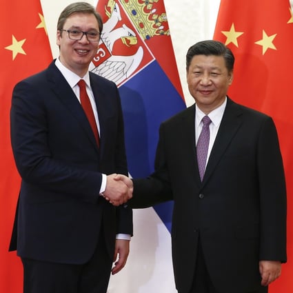 Serbian Prime Minister Aleksandar Vucic shakes hands with Chinese President Xi Jinping on a visit to Beijing in 2017. Photo: Getty Images