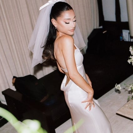 Pop star Ariana Grande has shared photos of her intimate wedding to Dalton Gomez and revealed details of her custom Vera Wang dress. Photo: Stefan Kohli/Instagram