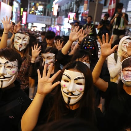 Anti-government protesters descended on Lan Kwai Fong in Central on Halloween night in 2019. Photo: Sam Tsang