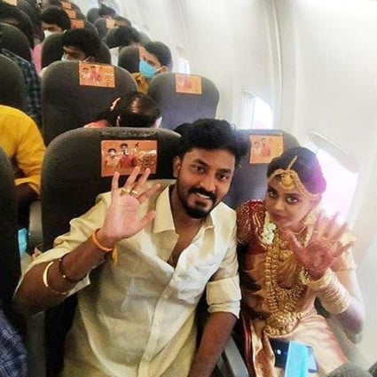 The groom, Rakesh, and his bride, Dakshina.