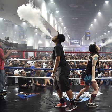 A biggest vape cloud competition at a vape summit in Las Vegas in 2015. Photo: Reuters