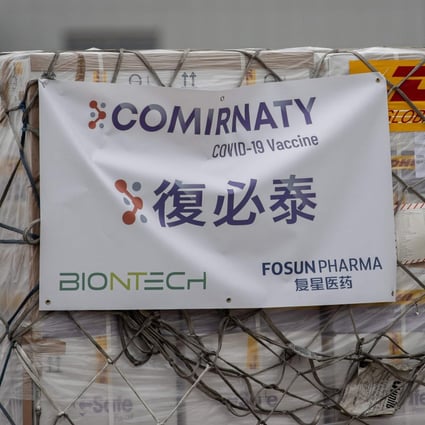 BioNTech vaccines being transported to a warehouse in Hong Kong on February 27. Millions of doses are approaching expiry amid persistently poor uptake in the city. Photo: AFP