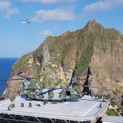 South Korean Marines take part in a military exercise on the Dokdo islets in 2019. Photo: South Korean Navy/Yonhap via Reuters