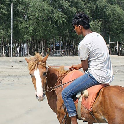 Youths wait for customers to ride on their horses at Cox’s Bazar Beach, Bangladesh, on May 29, where at least 21 horses out of up to 90 used for tourists at the beach have died over the past month. Photo: AFP