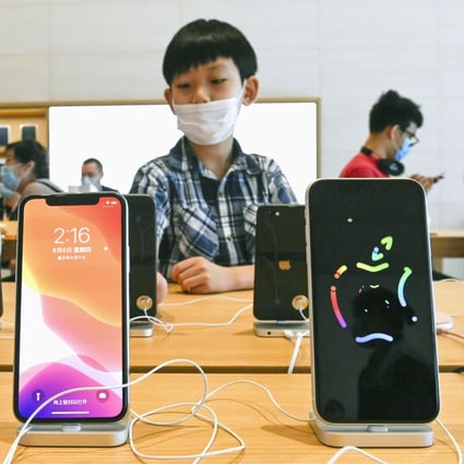 A Beijing Apple store’s iPhone display. China is an important market for Apple products, as well as being a key supply chain partner. Photo: Kyodo