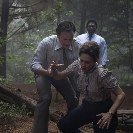 Vera Farmiga, Patrick Wilson and Keith Arthur Bolden in a still from The Conjuring: The Devil Made Me Do It (category: IIB), directed by Michael Chaves.
