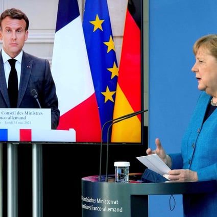French President Emmanuel Macron and German Chancellor Angela Merkel, who held a video conference on Monday, called for an explanation for the alleged spying. Photo: AFP