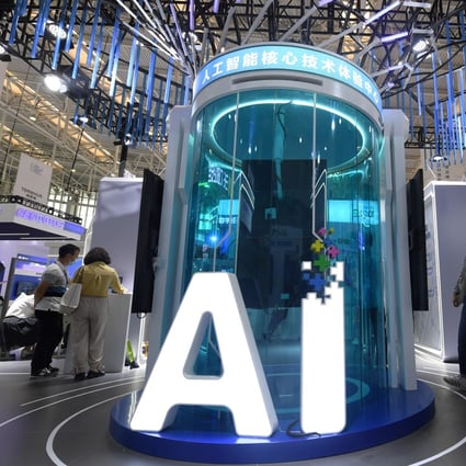 People view the exhibits at the World Intelligence Congress in Tianjin, Hebei province, on May 20. China has been pouring resources into artificial intelligence and other critical technologies in a push to close the gap with the US. Photo: Xinhua