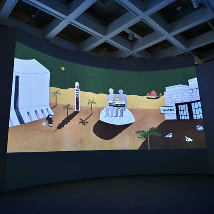 Dreaming in Hong Kong (2021) by Hazel Wong, an animated film that forms part of the Hong Kong Museum of Art’s “Mythologies: Surrealism and Beyond – Masterpieces from Centre Pompidou” show. Photo: Hong Kong Museum of Art / Hazel Wong