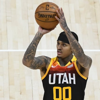 Filipino-American Jordan Clarkson shoots against the Los Angeles Lakers at the Vivint Smart Home Arena in Salt Lake City, Utah, in February. Photo: TNS