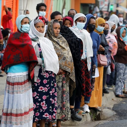 People queue at a polling station to vote during the Ethiopian parliamentary and regional elections, in Addis Ababa, Ethiopia, on Monday. Photo: Reuters