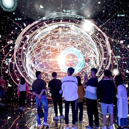 University students visit a big data exhibition in Huainan, a city in eastern China's Anhui province. Jobs in Big Tech remain the most attractive employment for many university students, according to a new Universum survey. Photo: Xinhua