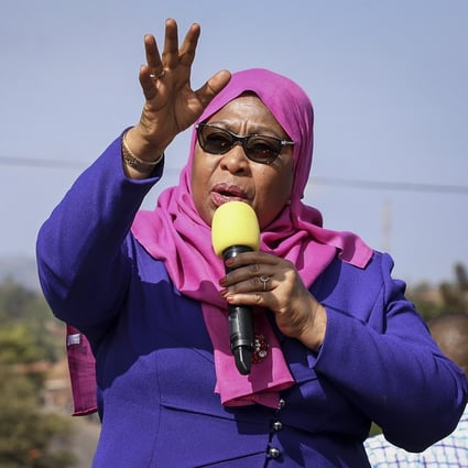 Tanzanian President Samia Suluhu Hassan speaks earlier this year before making history as the country’s first female president, following the death of her predecessor John Magufuli. Photo: AP