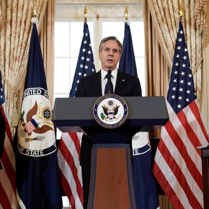 US Secretary of State Antony Blinken delivers remarks on the release of the 2021 Trafficking in Persons (TIP) Report on Thursday. Photo: Reuters