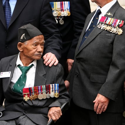 Captain Lachiman Gurung, a Gurkha who received the Victoria Cross, the British army’s highest honour, marks Veterans Day in London. Photo: AFP