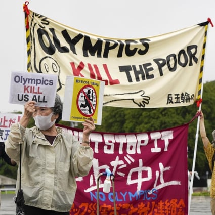 Demonstrators protest against the Tokyo Olympics in Tokyo. Photo: EPA