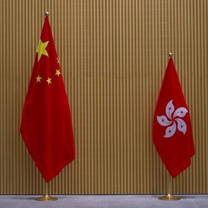 The China and Hong Kong flags. Photo: AP