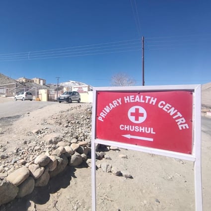 A sign points to a health centre in the remote Chushul village, where doctor of Tibetan medicine Phuntsog Tsering works. Photo: Handout