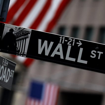 The Wall Street sign outside the New York Stock Exchange on Monday. Photo: EPA-EFE