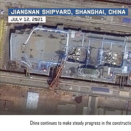 Satellite imagery reveals the progress in construction of China’s third aircraft carrier. Photo: Maxar