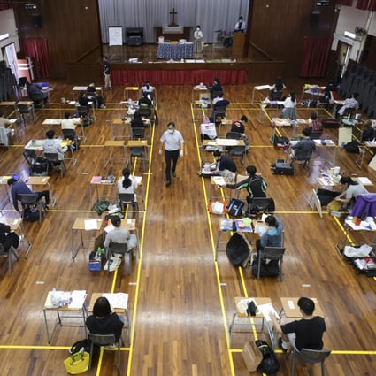 Students sit for their Diploma of Secondary Education exams at a school in Yuen Long earlier this year. Photo: May Tse
