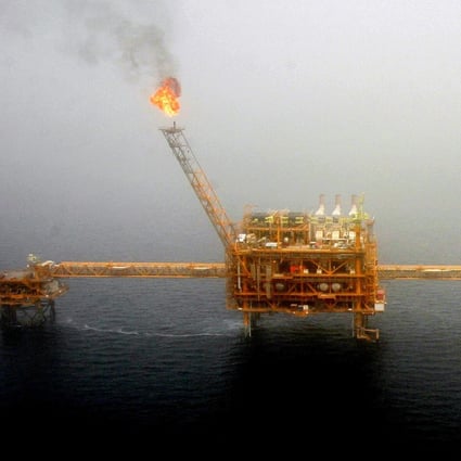 Gas flares from an oil production platform at the Soroush oil fields in the Persian Gulf, Iran. File photo: Reuters