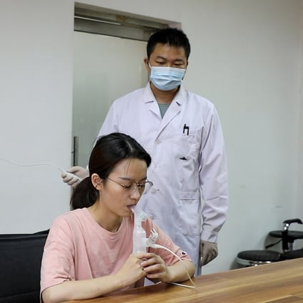 CanSino’s inhaled vaccine was featured in a programme broadcast on state television. Photo: CCTV