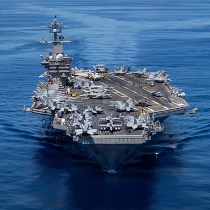 Nimitz-class aircraft carrier USS Carl Vinson transits the Pacific Ocean on June 13. Photo: US Navy
