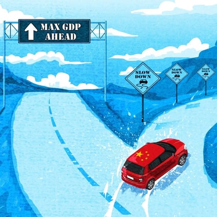 Constraints that Beijing has placed on consumption, manufacturing and monetary policies suggest China is heading down a slower economic growth path. Illustration: Henry Wong
