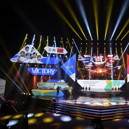 The China eSports team play Taiwan in the eSports exhibition at the 18th Asian Games in August 2018. Photo: AP