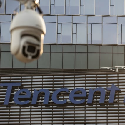 A surveillance camera seen outside the Tencent Holdings headquarters in Shenzhen, China, on Saturday, March 20, 2021. Photo: Bloomberg