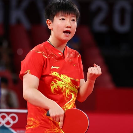 Sun Yingsha of China reacts during her women’s team table tennis gold medal match against Mima Ito of Japan. Photo: Reuters