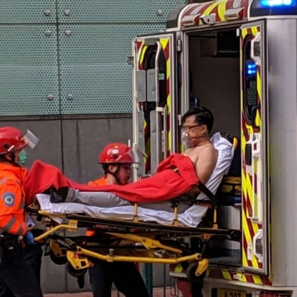 Lawmaker Junius Ho is put into an ambulance after being stabbed during an attack on November 6, 2019. Photo: Handout